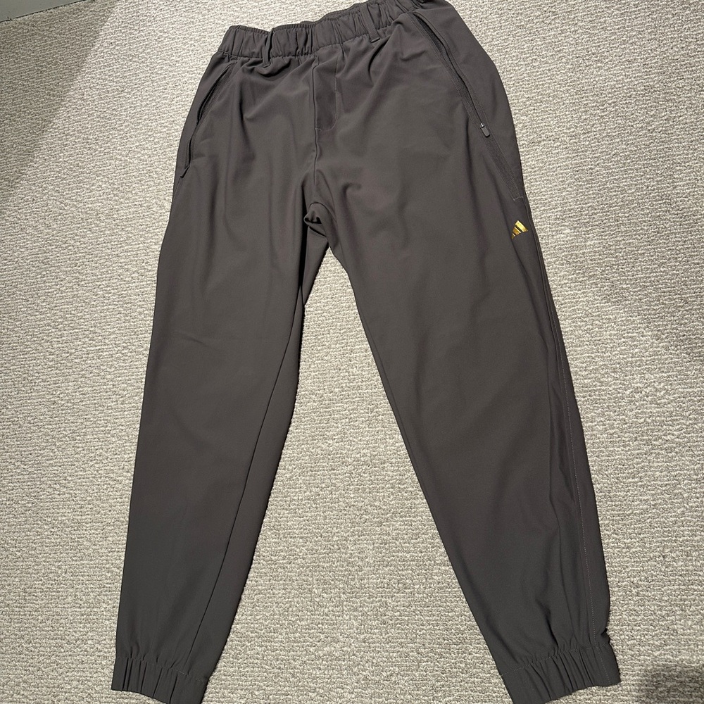 Adidas Black Track Pants with Yellow Logo